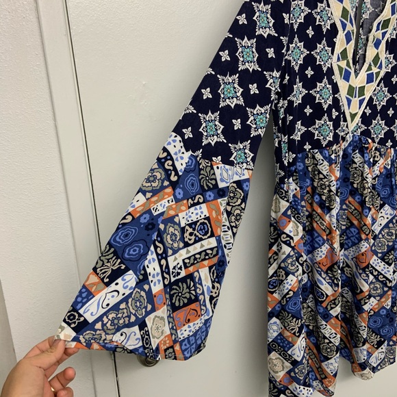 Umgee Boho Embroidery Long Sleeve Tunic Dress - Picture 4 of 7